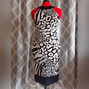 Cache Black and White Strapless Dress